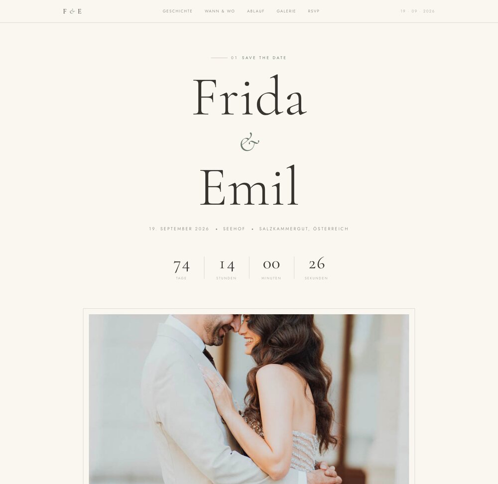 Vorschau der Einladungswebsite im Stil Nordic