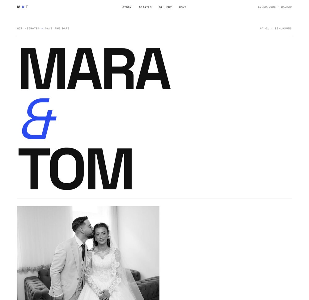 Vorschau der Einladungswebsite im Stil Studio